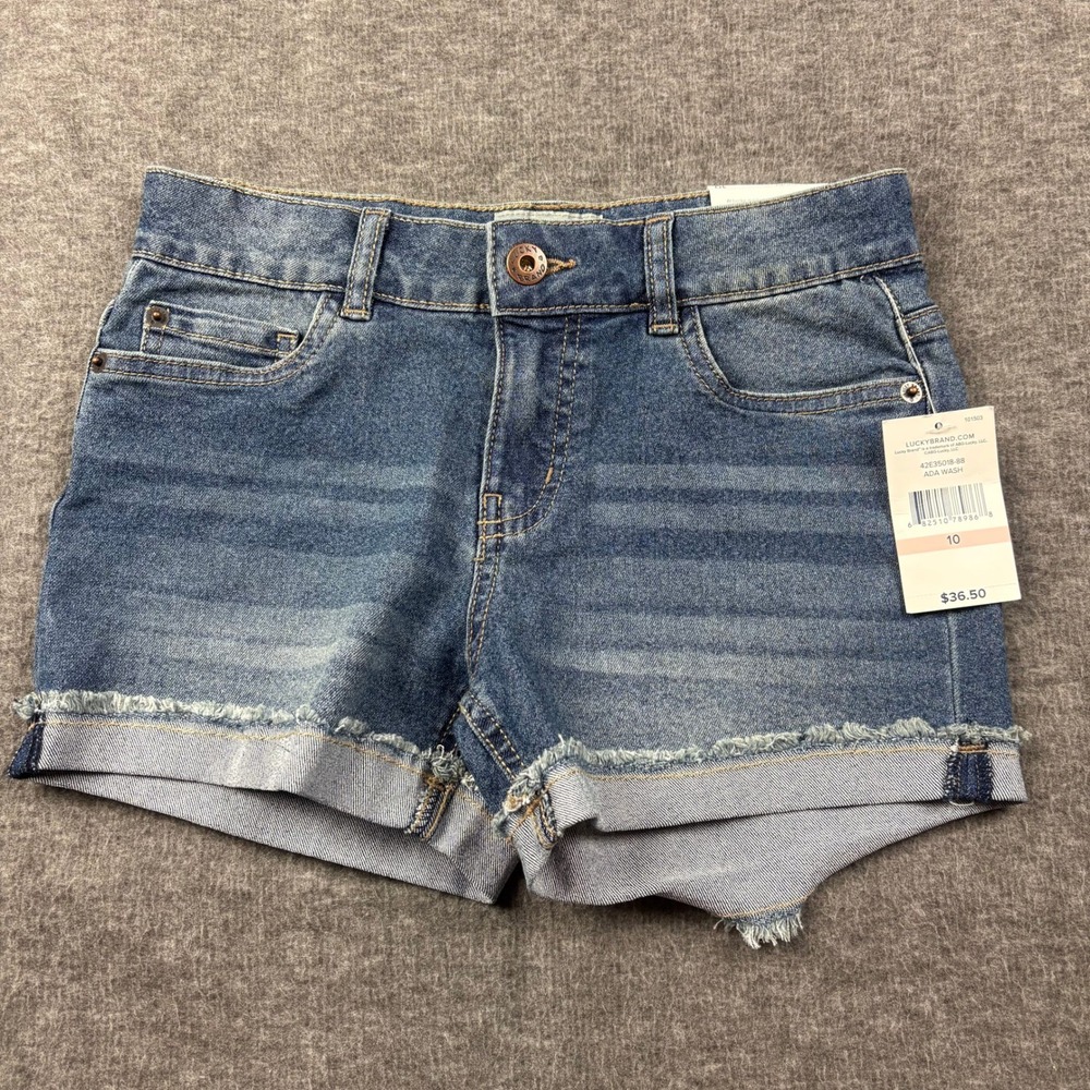 Lucky‎ Brand Riley Denim Shorts Girl's Size 10 Blue Jean Cuffed Hem Casual